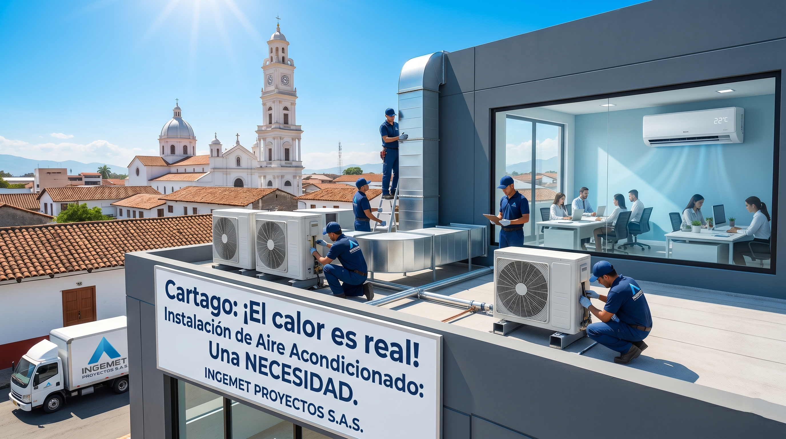 Instalación de aire acondicionado en Cartago, norte del Valle del Cauca — Ingemet Proyectos