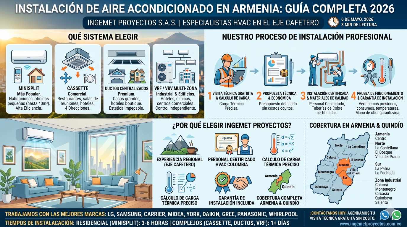 Instalación de aire acondicionado en Armenia, Quindío — Ingemet Proyectos