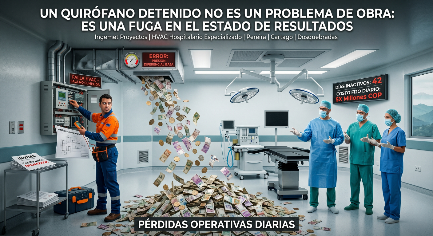 Bloque quirúrgico con HVAC profesional instalado por Ingemet Proyectos en Pereira, Dosquebradas y Cartago